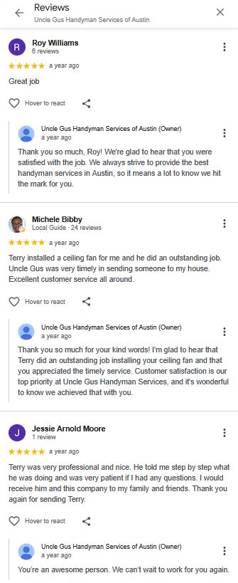 Real Google review screenshot for My Uncle Gus
