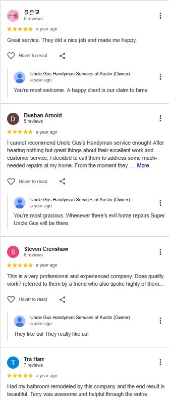 Real Google review screenshot for My Uncle Gus